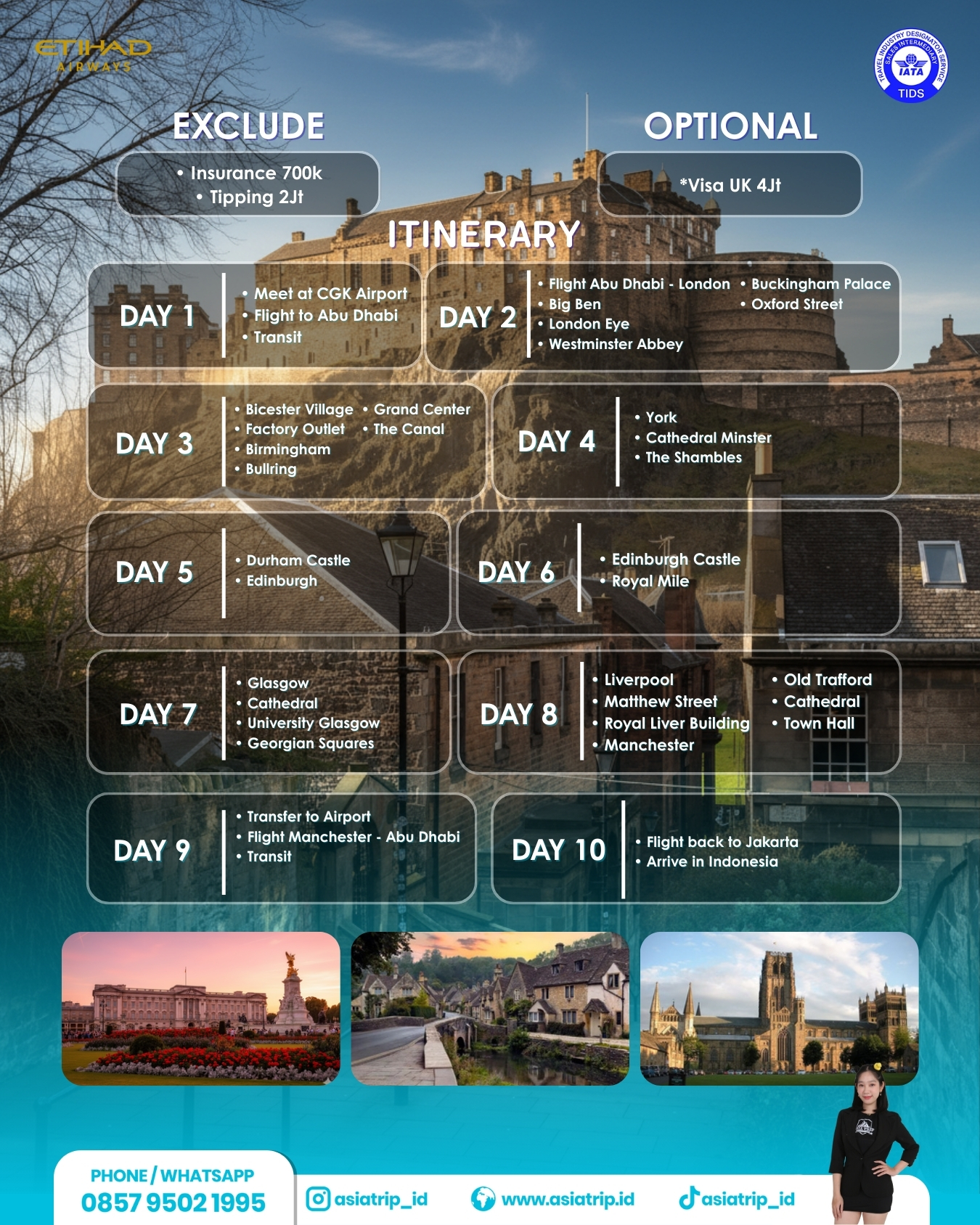 ENGLAND SCOTLAND + COTSWOLD & DURHAM CASTLE, UK - Image 2