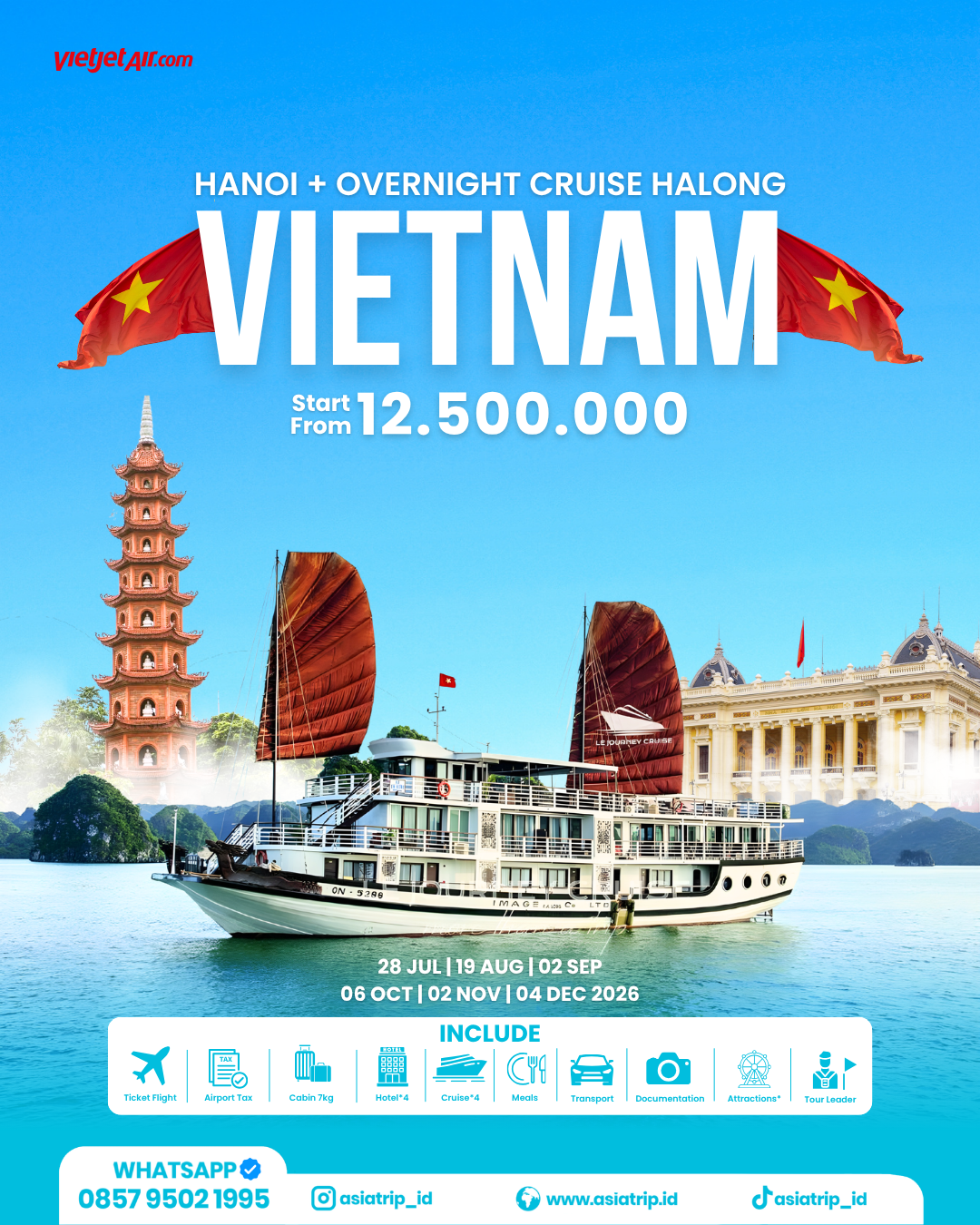 2 Pax Can Go Hanoi + Halong Overnight Cruise
